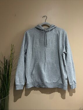 Puma Gray Embossed Logo Hooded Pullover